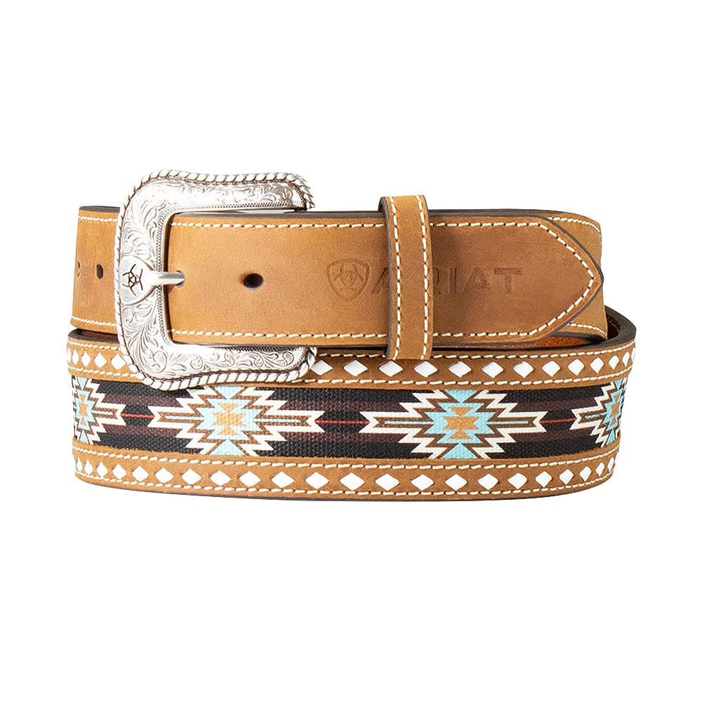 ARIAT Men's Southwest Fabric Diamond Lace Belt, Brown, 44