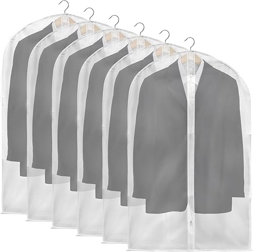 GDFYMI Bolsas de ropa para colgar ropa 24 x 40 pulgadas bolsas transparentes para trajes color blanco transpirables con cremallera completa paquete