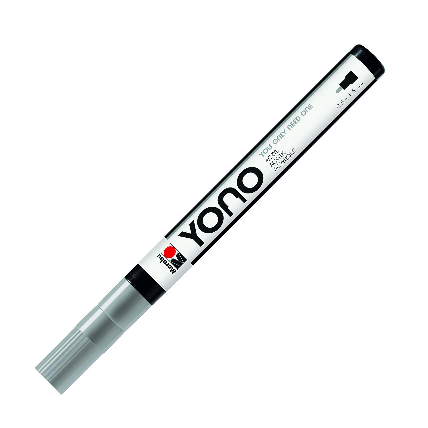 Marabu 12400101078 12400101078-YONO Marker, Grey 078, Versatile Acrylic Pen with Fine Japanese Bullet Tip, Water-Based, Lightfast and Waterproof, for Almost All Surfaces, 0.5-1.5 mm