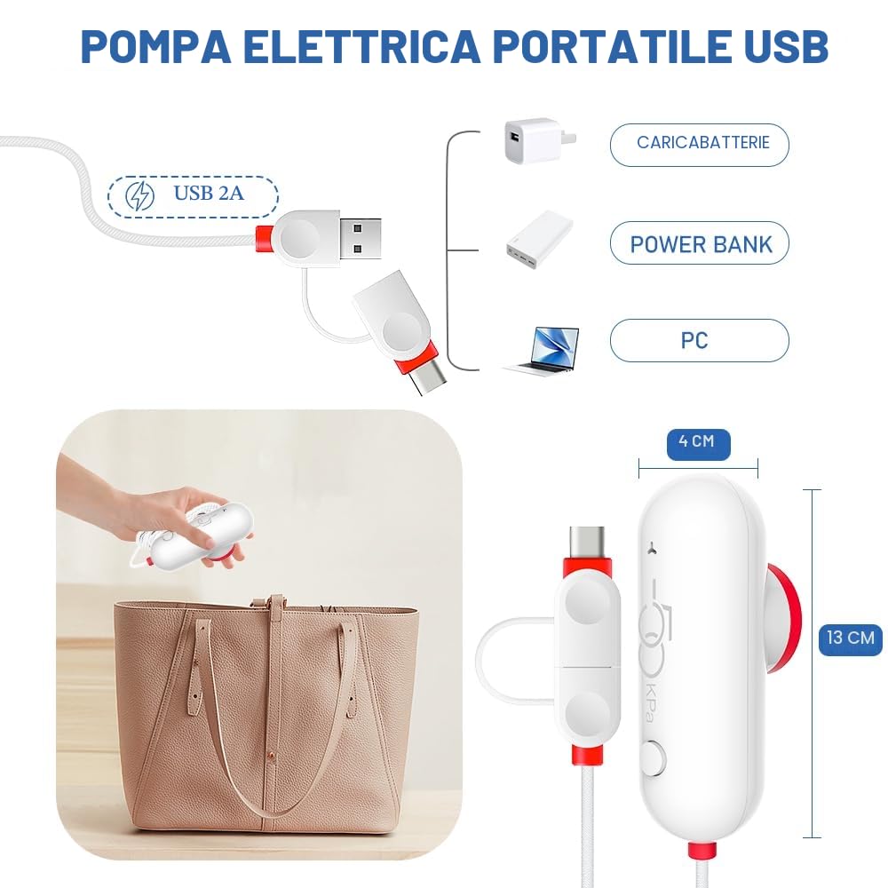 Sacchetti Sottovuoto Vestiti con Pompa USB, 6 Pezzi di Buste Sottovuoto Vestiti (2X 40*40cm, 2X 40*50cm, 2X 40*60cm), Sacchetti Sottovuoto Viaggio Riutilizzabili - Essenziali per Viaggio Salvaspazio