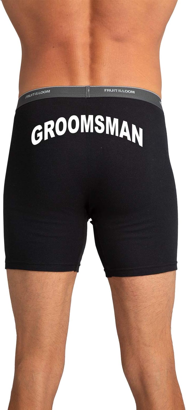 Zynotti Men's Groom Boxers Groomsmen and Best Man Boxer Briefs Wedding Party Boxer Brief. Perfect for a fun wedding photos