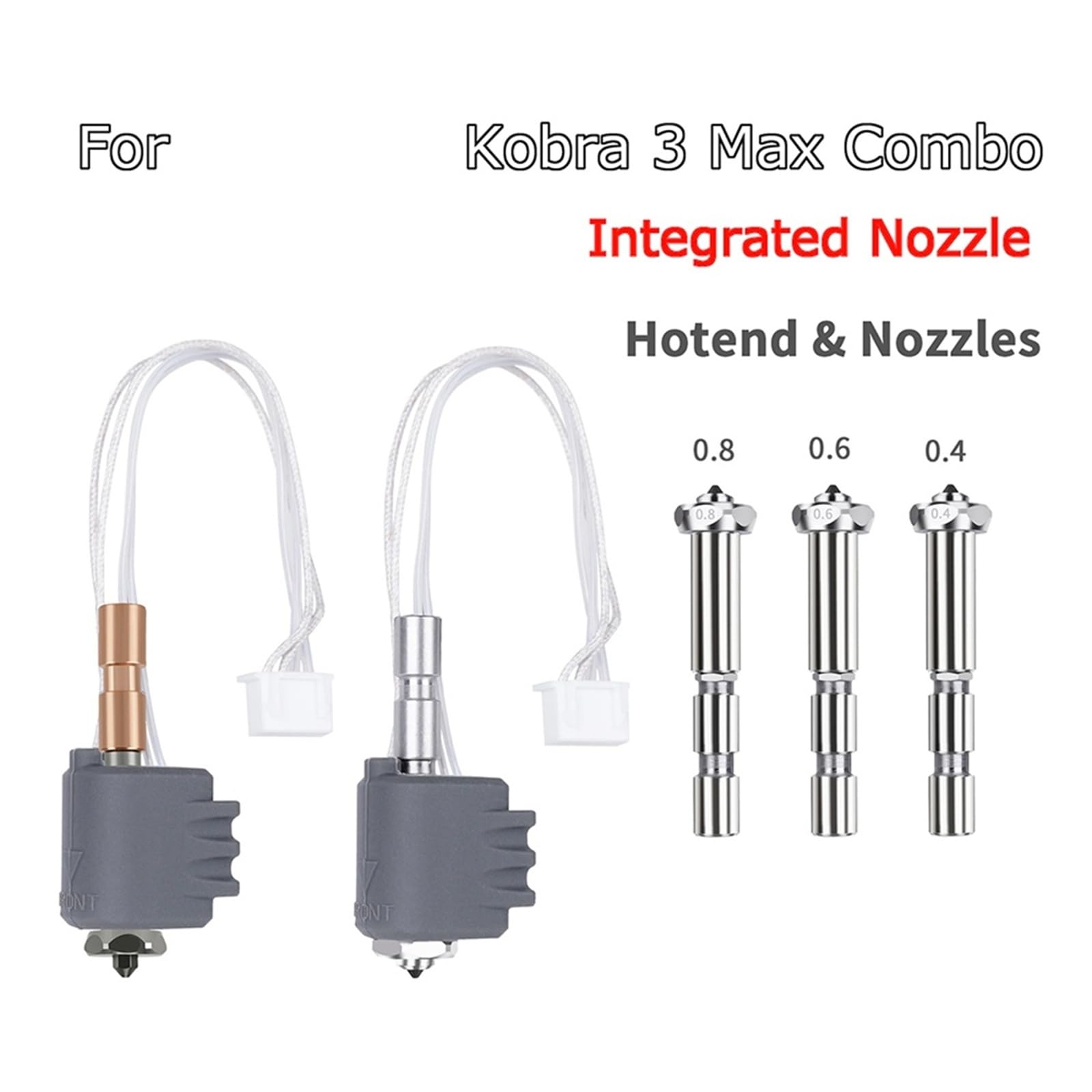 Compatible con Anycubic, Kobra 3 Max Hotend juego de 0,2-0,8mm | Hotend de acero endurecido de intercambio rápido, 0,2/0,4/0,6/0,8 mm, opciones de 1 a 3 piezas(3PCS 0.6 nozzle)