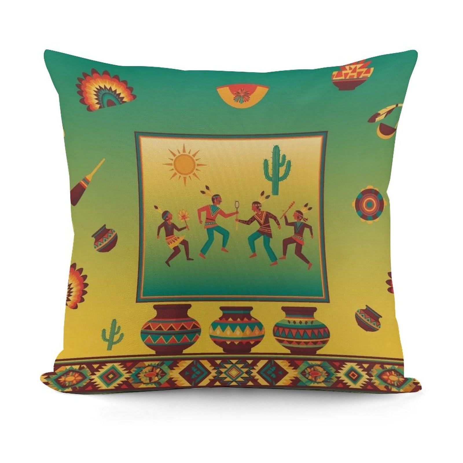 Smazdfxx Picture(356) Pattern Decorative Cushion Covers Soft Southwest Native American Plush Pillow Cover For Sofa Bedroom Pillow Shell