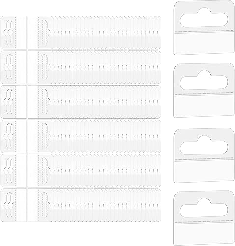 Miniatura 12 de Paquete de 200 etiquetas colgantes de plástico con ranura transparente, pestañas autoadhesivas para colgar, etiquetas colgantes de plástico