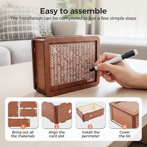 Miniatura 5 de Cash Vault Wooden Savings Box, Upgrade Savings Challenge Box Wooden Cash Saving Box, Piggy Bank Wooden Cash Saver Money Box with Counter, Portable