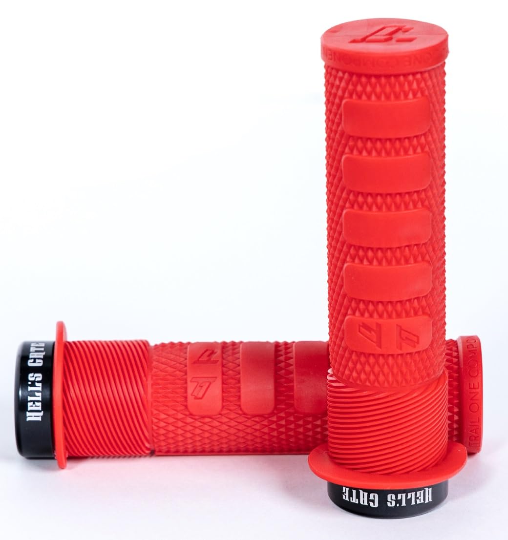 Trail One Components MTB Grips, Lock on, No-Twist, Grippy/Tacky, Cushioned - Hell's Gate Grips