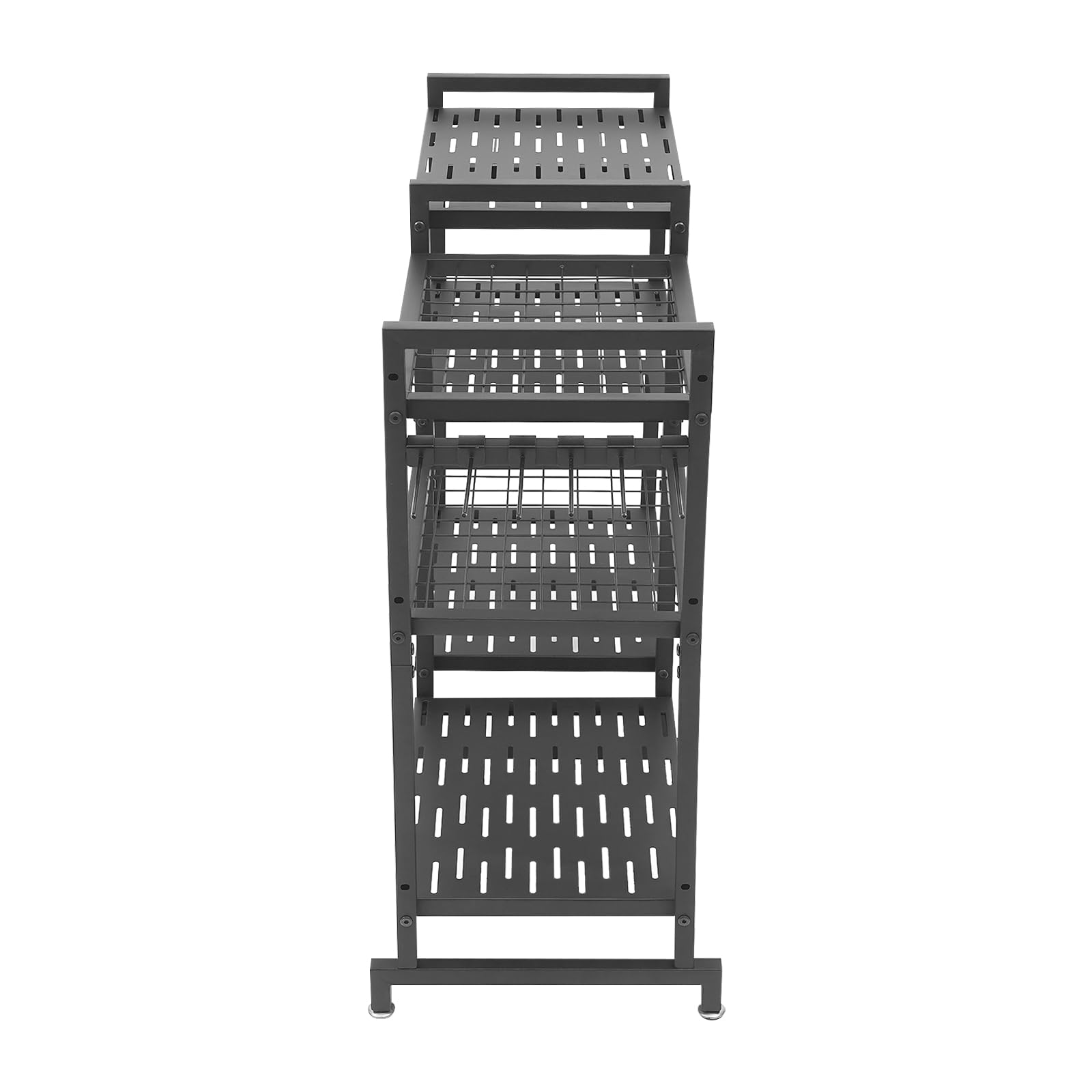 Organizador de herramientas de jardín de metal, estantería multiusos con gancho de almacenamiento, soporte estable para herramientas de jardín, para palas, rastrillos y accesorios, para garaje