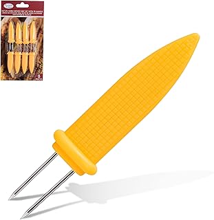 Alpine Cuisine Corn Skewers 8pc Set Stainless Steel with PP Handle, Corn Cob Holders - Cob BBQ Fork Skewers with Butter Spreader for Home Cooking Parties Camping, Safety Interlocking Design
