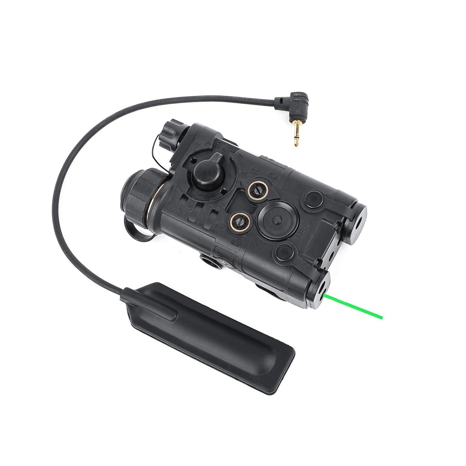 NECARL Airsoft Aiming PEQ Laser, Improved PEQ Box with IR Laser + Green Laser Sight + Strobe/Constant White LED Flashlight, Compatible with 20mm Picatinny Rail AEG GBB CQB