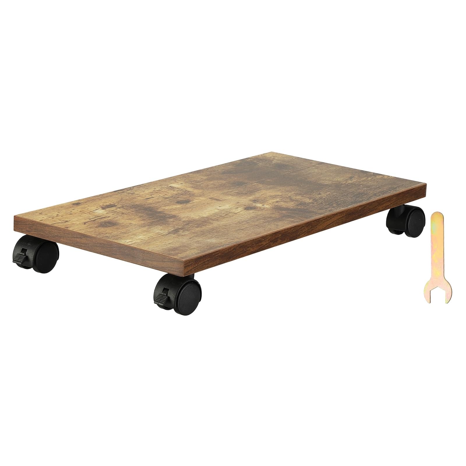 PATIKIL Supporto Per PC 8x16 Pollici Supporto Per Torre Del Computer In Legno Porta CPU PC Carrello Mobile Sotto La Scrivania 4 Ruote Con Rotelle Per Pavimento Moquette Colore Marrone