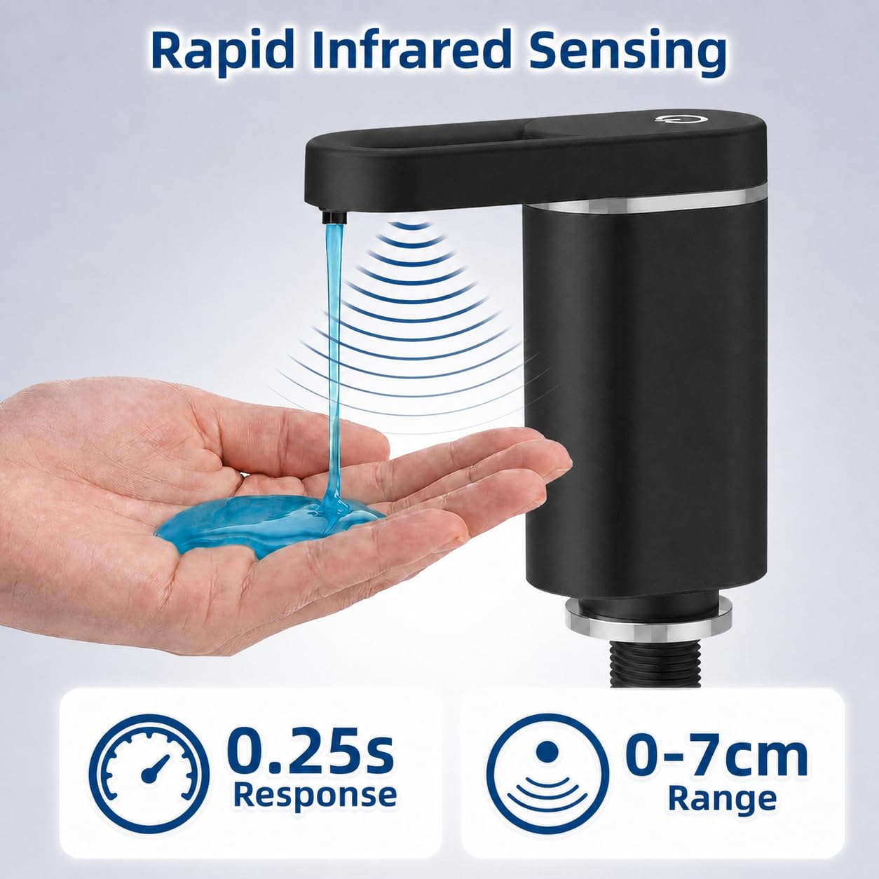 APEKX Dispenser automatico di sapone per piatti senza tocco: pompa elettrica per lavandino, a prova di perdite, universale, tubo da 89 cm, facile da installare, design elegante per cucina e bagno