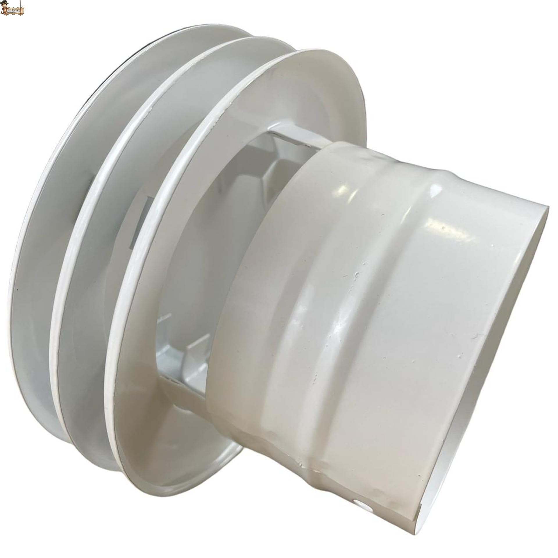 BricoLoco.com Sombrerete deflector antirrevoco Ø 100 mm., caldera, campana extractora o chimenea. Deflector de 3 aros para salida de aire, humos o gases. Chapa lacada en blanco (Ø 100 mm)