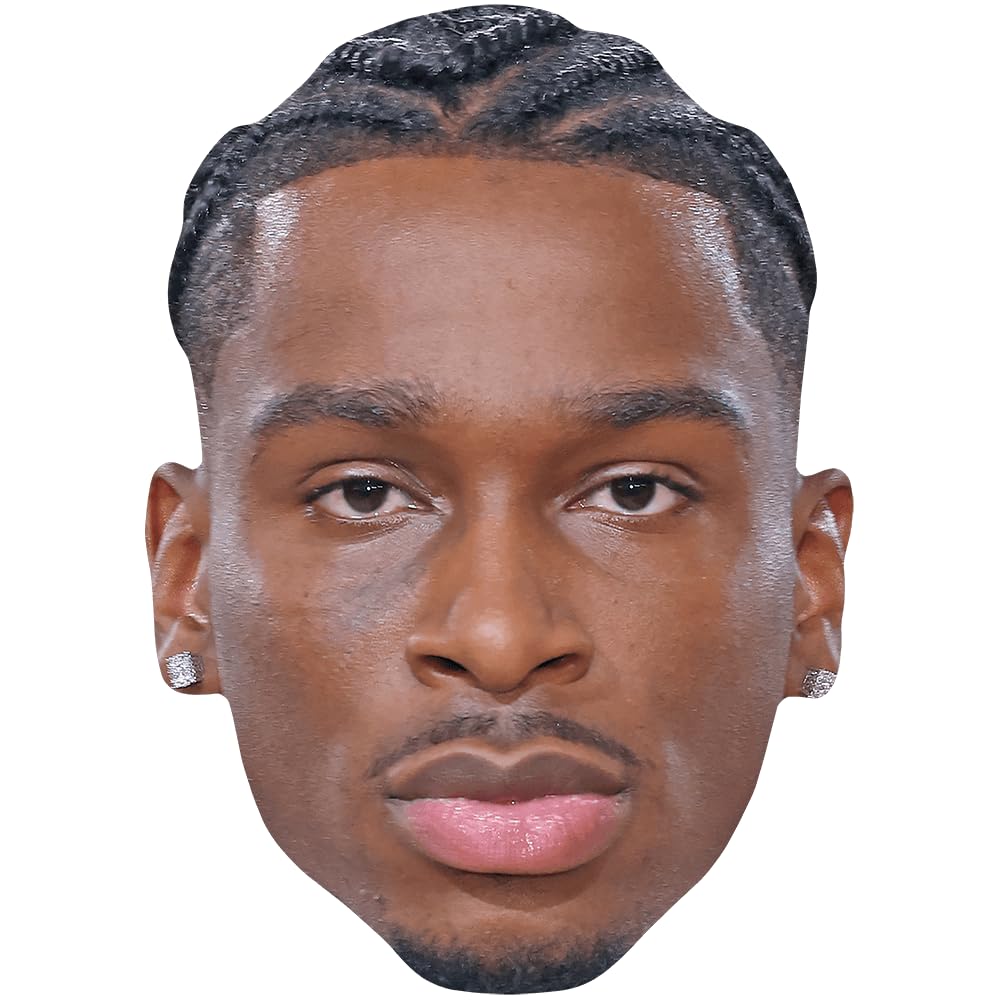 Celebrity Cutouts Lifelike Shai Gilgeous-Alexander (Stoic) Celebrity Mask, Flat Card Face, Fancy Dress Mask