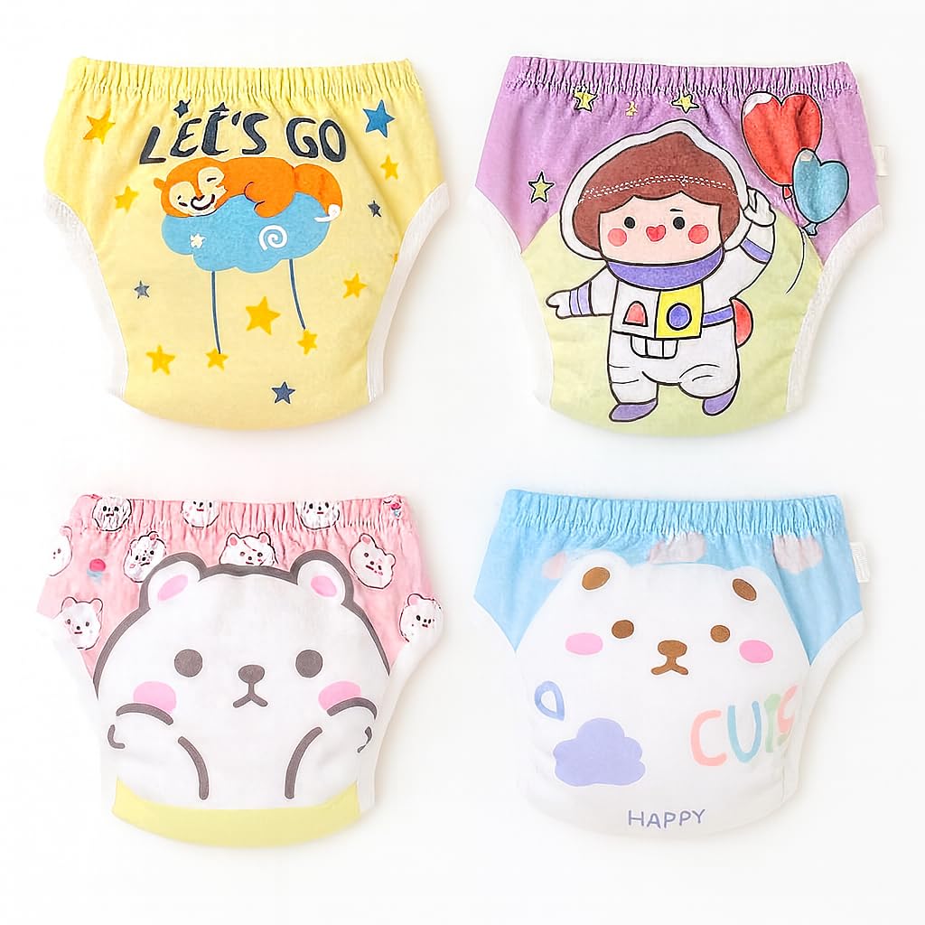 Baby Diaper Pants,Potty Training Panties,Washable & Reusable Cotton Nappies for Boys & Girls Diaper Panti (1, Multicolor, 0-12 Month)-image-14