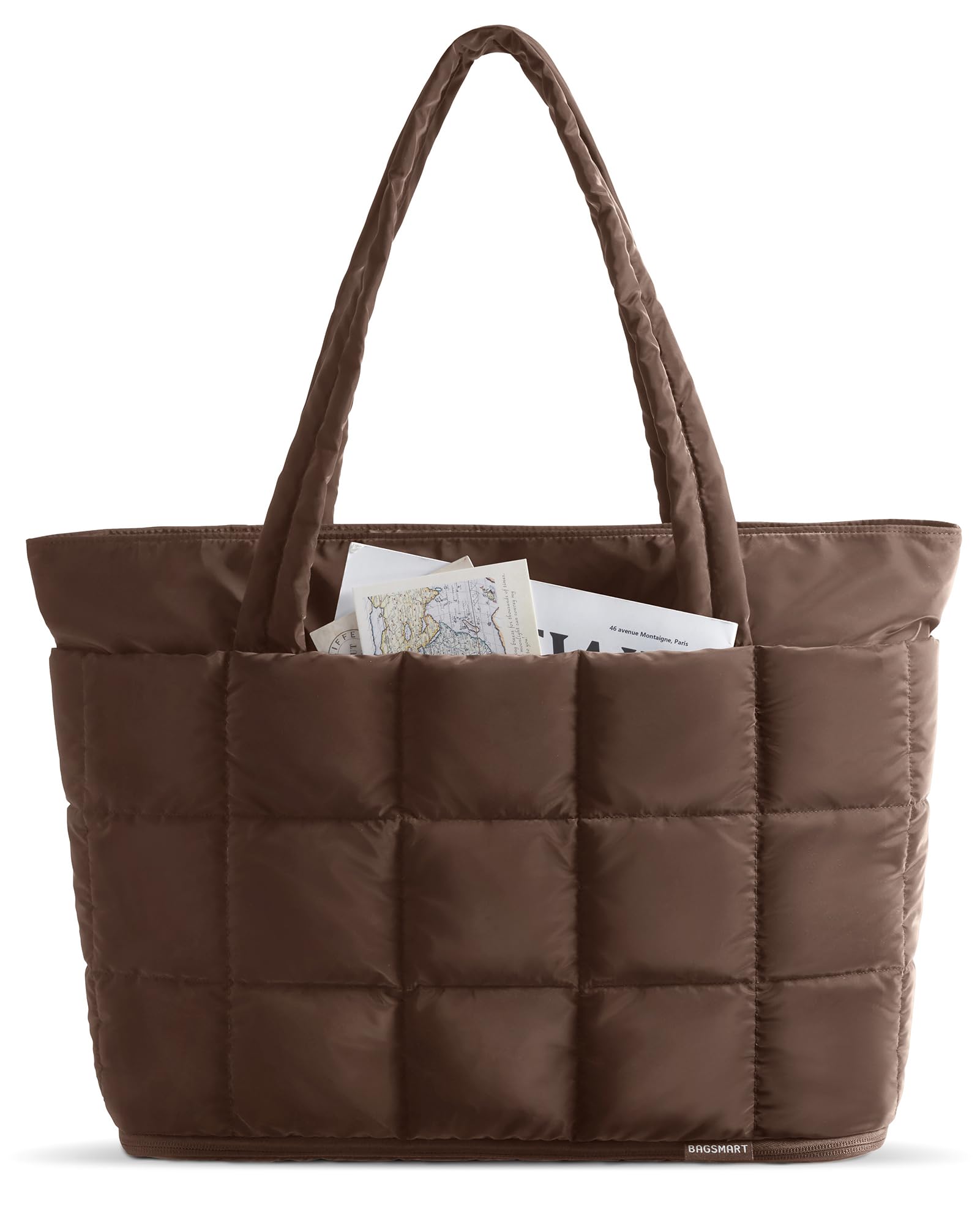 BAGSMART Expandable Tote Bag for Women Puffer Work Tote Handbag Quilted Carry On Bag for Travel Gym