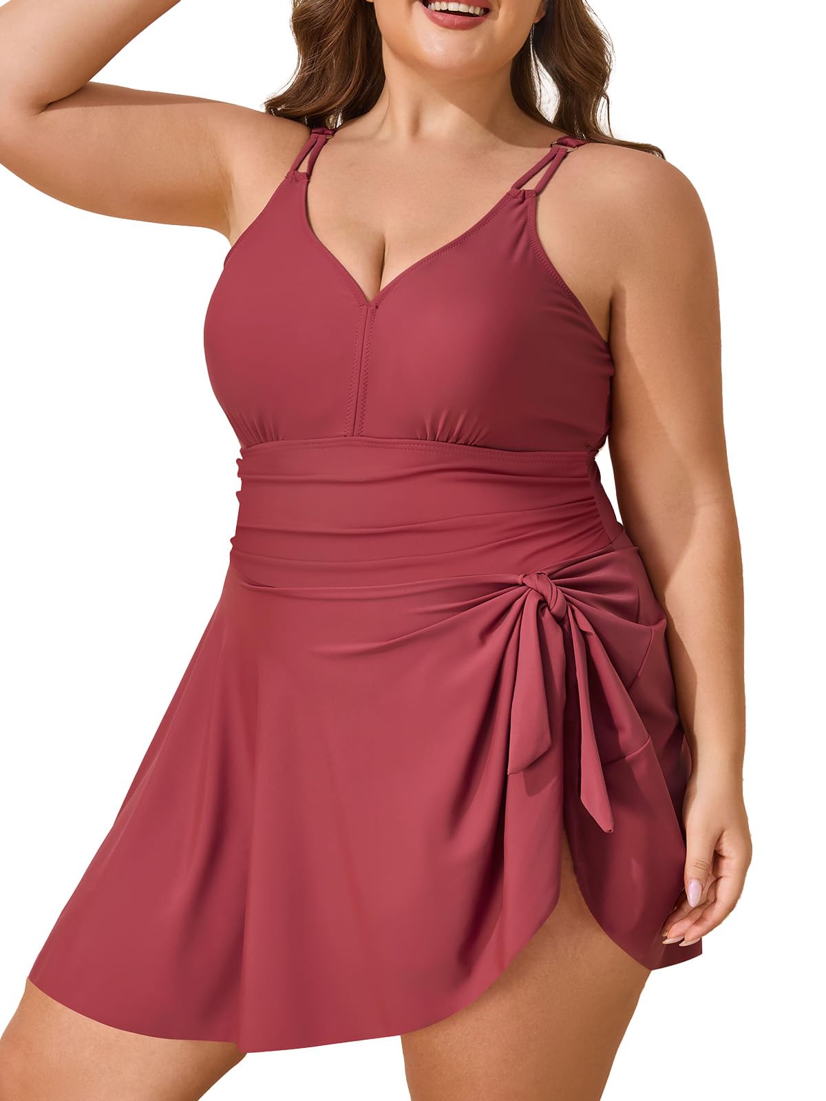 Summer Mae Plus Size Swimsuit for Women One Piece Swim Dress Tummy Control Bathing Suit with Flowy Skirt Modest Swimwear