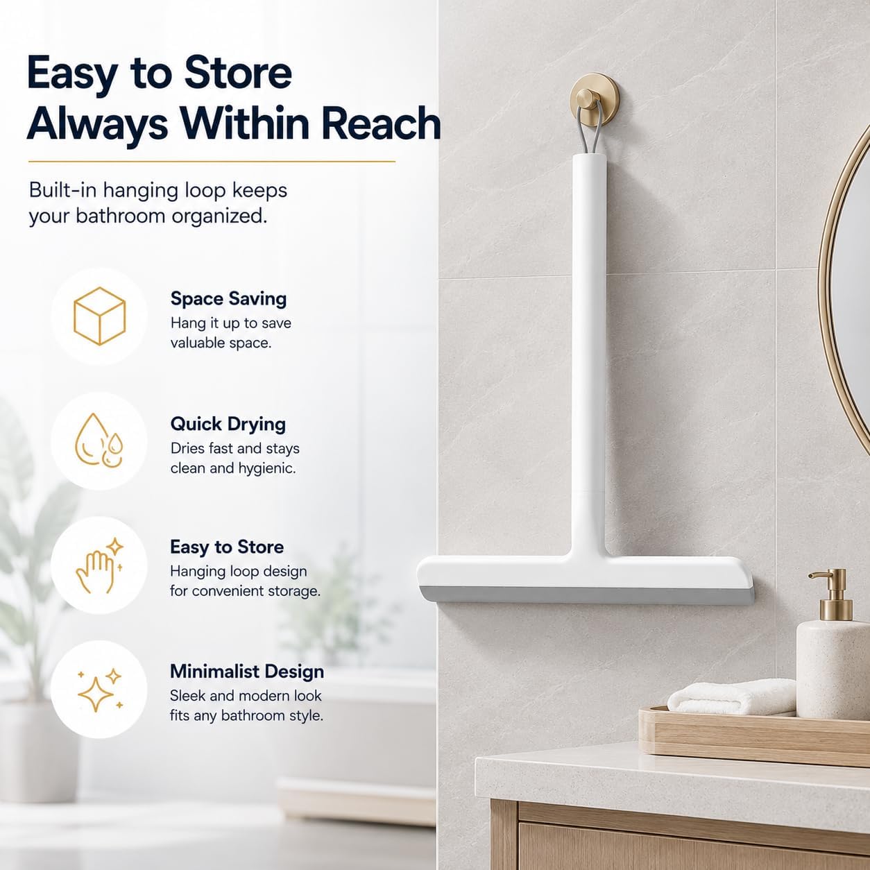 Shower Squeegee, Streak-Free Scraper, Squeegee Shower, Lightweight with Integrated Hanging Cord, Window Squeegee, Versatile Use for Glass, Other Smooth Surfaces image 4