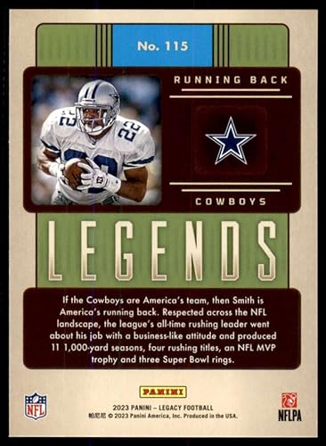 Miniatura 2 de 2023 Panini Legacy #115 Emmitt Smith Dallas Cowboys Legend Official NFL Football Card in Raw (NM or Better) Condition