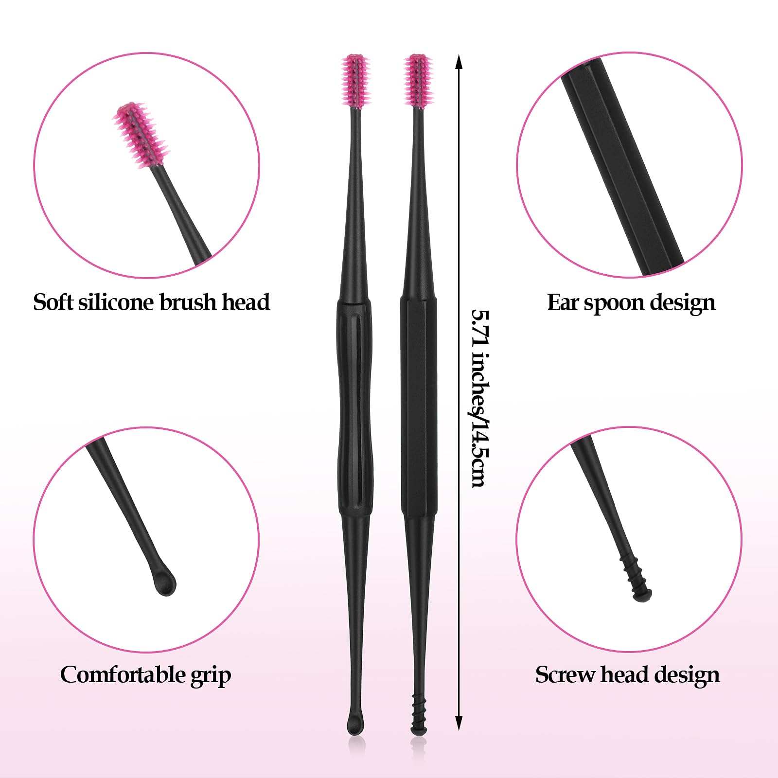 Gjinxi 12PCS Q-Grips Ear Wax Removal-Spiral Ear Wax Removal Tool, Reusable Earwax Removal Kit Safe Ear Cleaner, Soft Silicone Double Sided Head Ear Wax Removal Kits for Olders Adult Kids