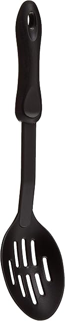 KitchenCraft KCNSSS Nylon Slotted Spoon, Non Stick Safe Plastic Kitchen Utensil, 30 cm, Black