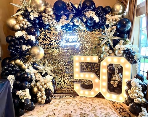 Generic Leesoot 132pcs Black and Gold Balloons Garland Arch Kit, 5 10 12 18inch Black Gold Confetti Latex Colorful Balloons for Birthday Party Baby Shower Decoration - Image 6