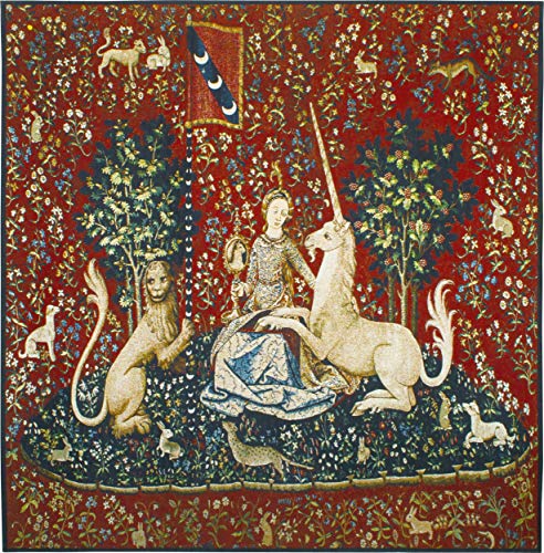 The Lady and The Unicorn - Sight | Woven Tapestry Wall Art Hanging | Historic Middle Ages Tapestry Reproduction | 100% Cotton USA Size 53x48 The Lady and The Unicorn - Sight | Woven Tapestry Wall Art Hanging | Historic Middle Ages Tapestry Reproduction | 100% Cotton USA Size 53x48