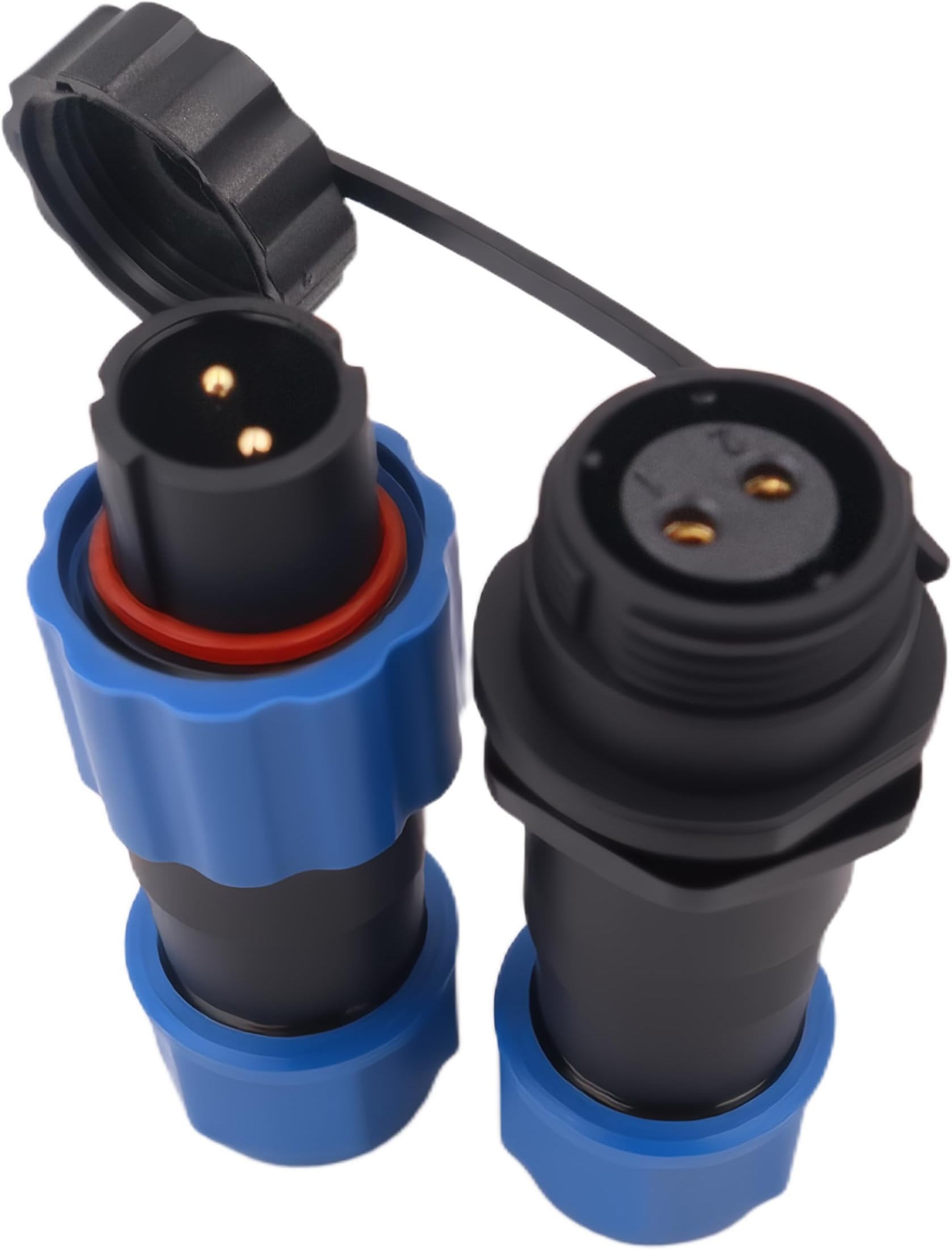 Elecbee SP13 Series Aviation Waterproof Connector - Industrial Plug Socket, Circular Cable IP68 Male Plug Female Socket, In-Line Type One Pair 2 Pin With Waterproof Cover