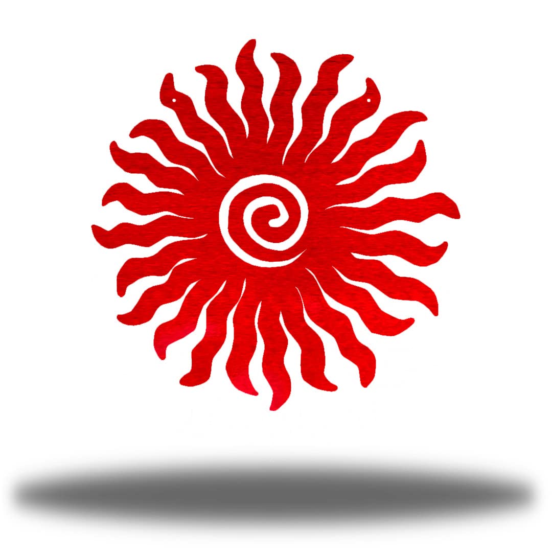 Riverside Designs Sunburst Metal Wall Art Steel Outdoor Decor - Heavy-Duty and Waterproof - Made in USA (Red, 12" L x 12" W)