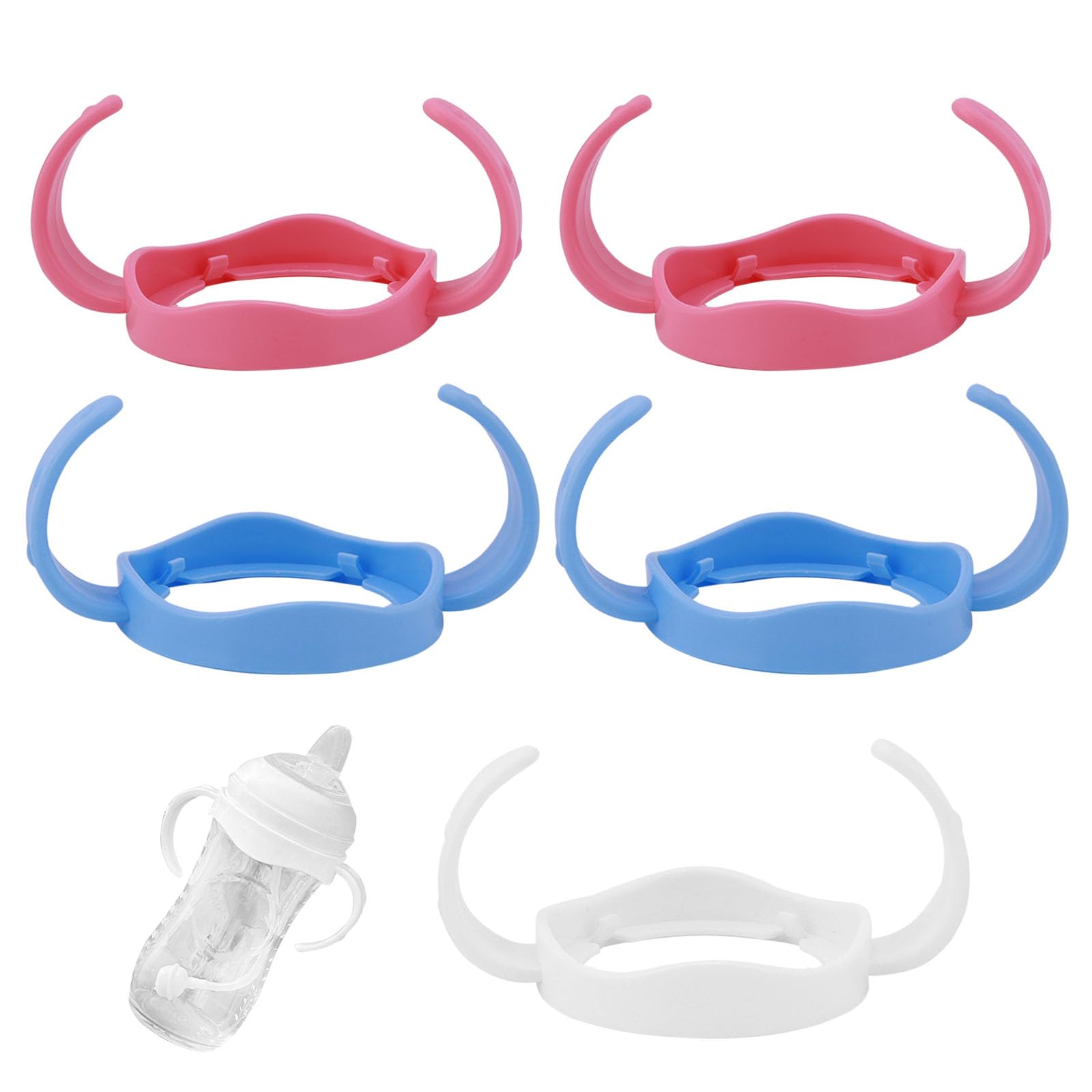 Flaschengriff-Halter für Avent Natural Weithals-Standard PP Kunststoff-Baby-Babyflasche, 2 Rot, 2 Blau, 1 Weiß (5 Stück)
