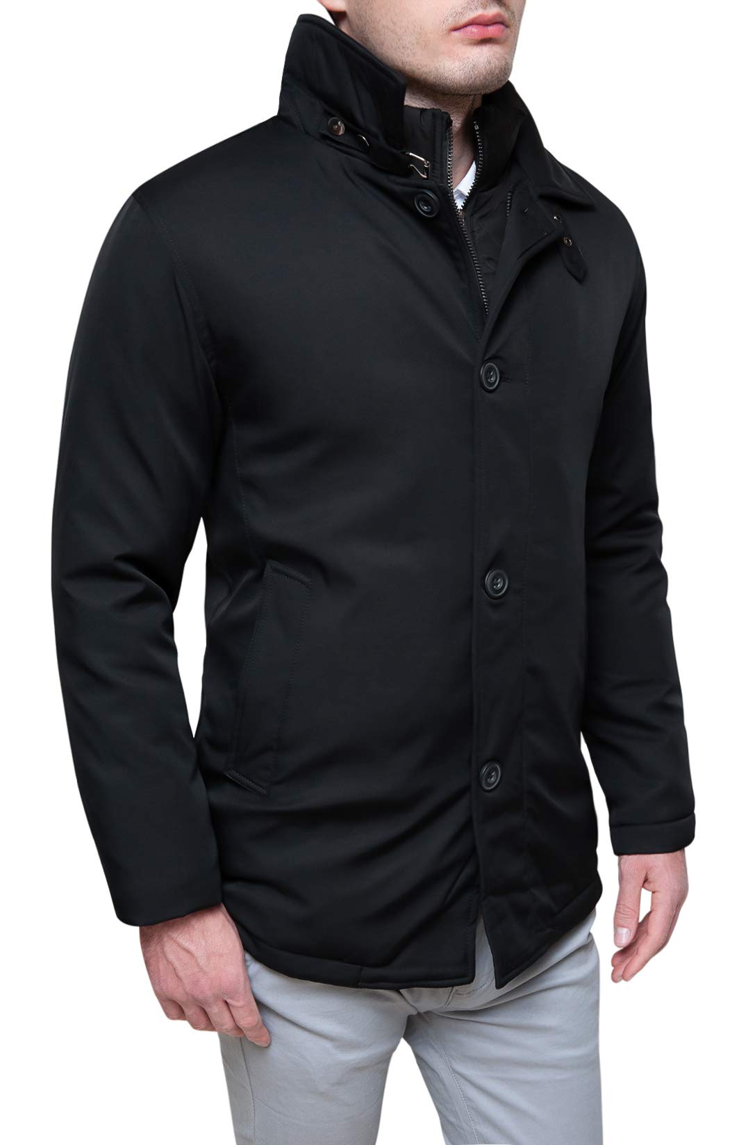 Evoga Giaccone Soprabito Uomo Invernale Elegante Casual Giacca Cappotto con Gilet Interno
