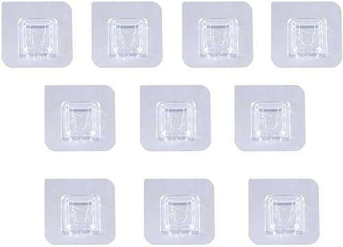 10 ganchos adhesivos de pared de doble cara, transparentes, acero inoxidable y policarbonato, hasta 33.1 lbs, multiusos, montaje en pared y techo