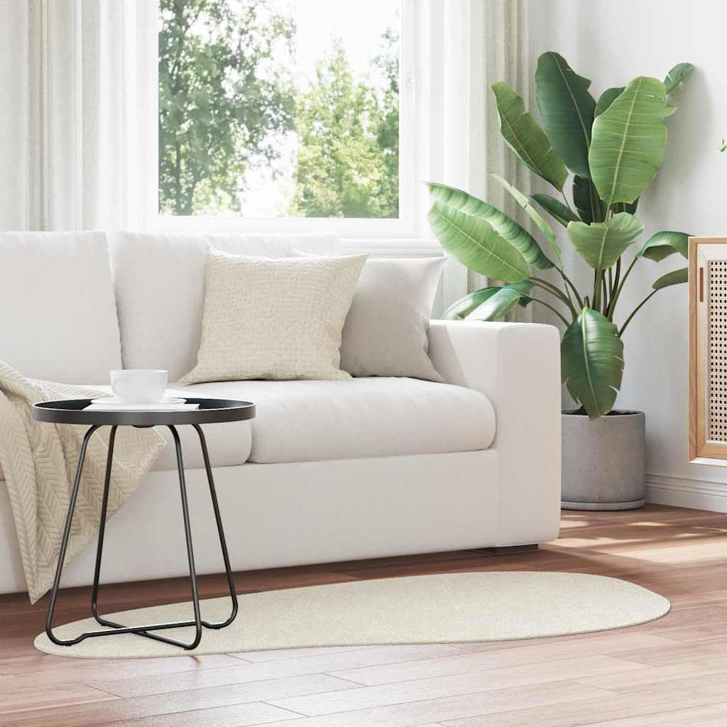 vidaXL Tapis HUARTE Crème 80 x 150 cm Polyester | Une sensation agréable sous le pied, La forme ondulée unique ajoute une ambiance contemporaine,
