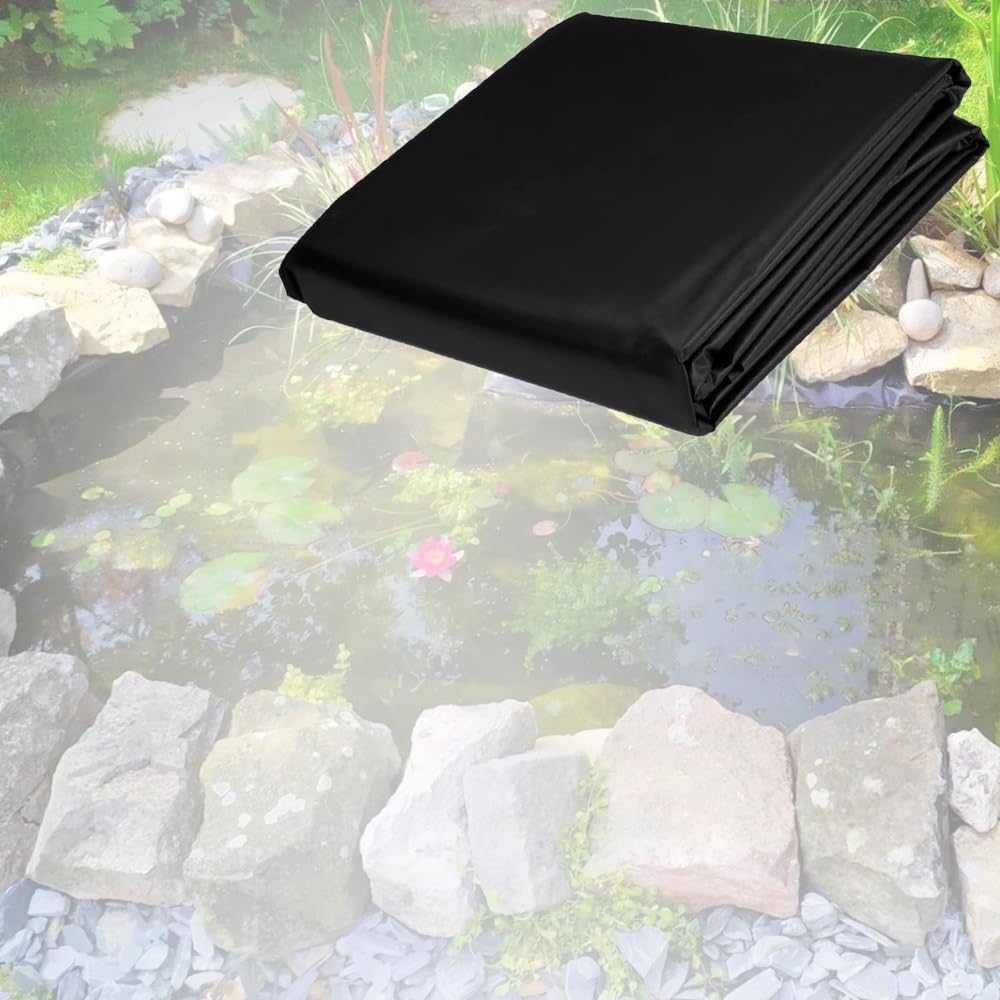 Black Pond Liner 0.12mm Impermeable Membrane Film Easy Cutting Pond Underlay for Small to Large Water Gardens, Wildlife Ponds, and Decorative Features(7.5 * 6m)