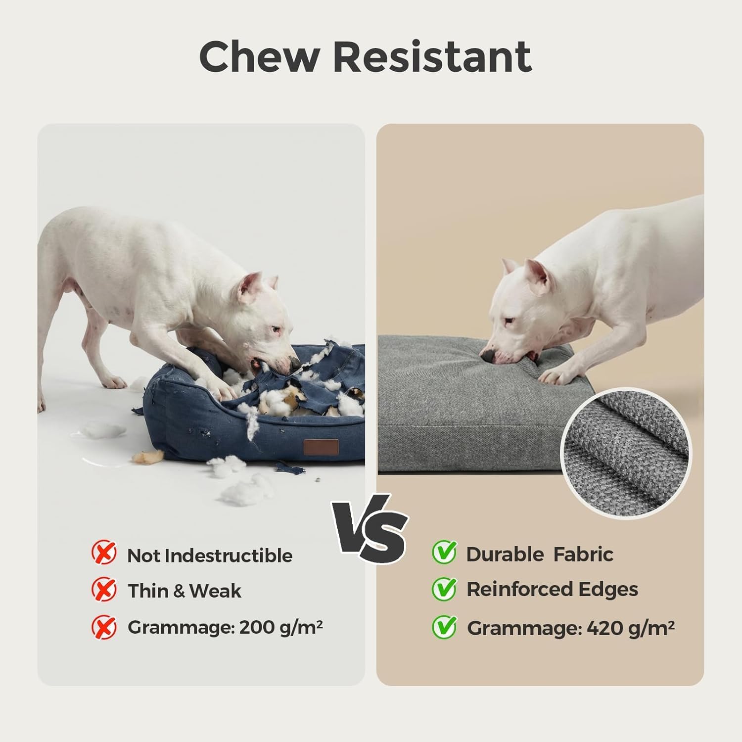 Sytopia 47 Inch Durable Indestructible Dog Beds for XXL Dogs, Chew Proof Waterproof Pet Crate Pad with Machine Washable Removable Cover, Great for Indoor, Outdoor, Crate, Patio Use, Grey