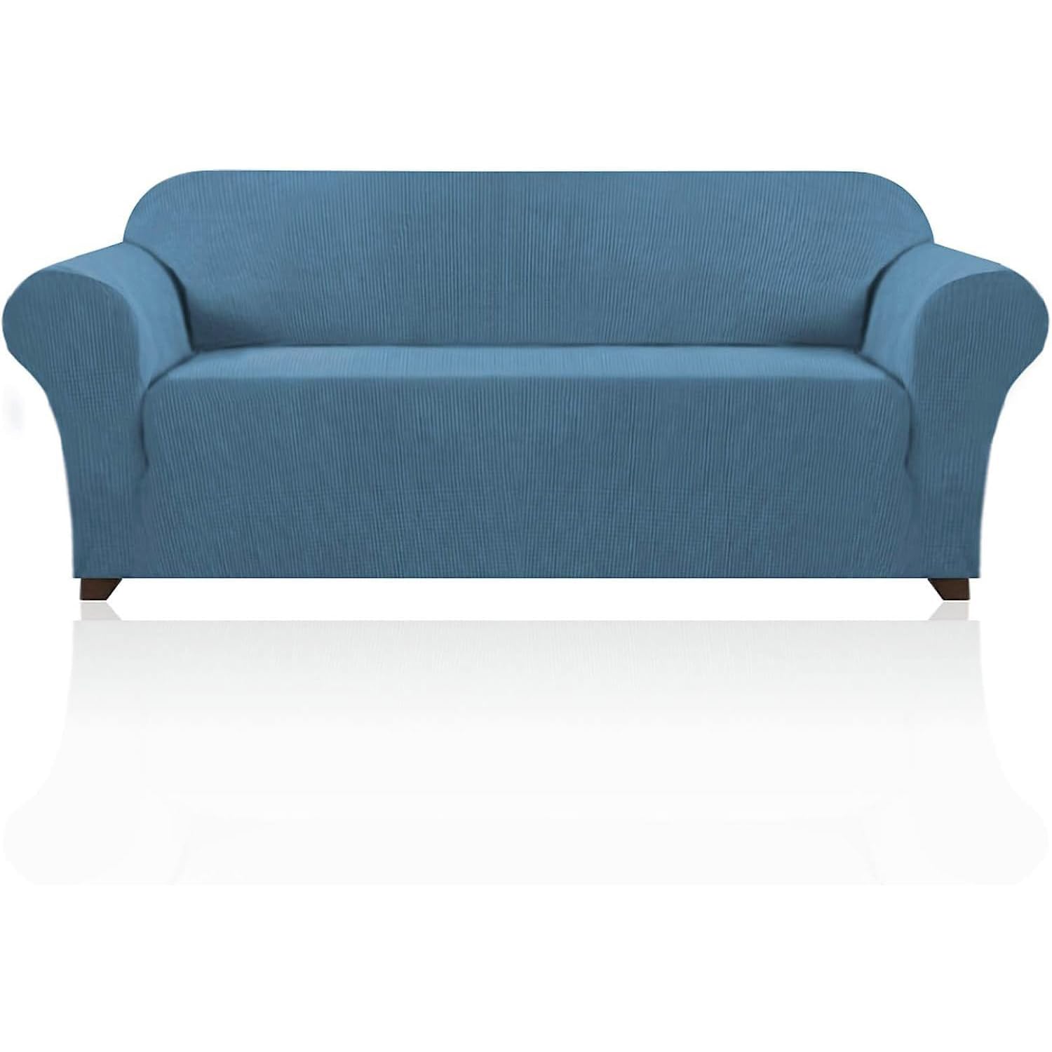 PrinceDeco Stretch Sofa Cover Slipcover Couch Covers for 3 Cushion Couch Furniture Protector Sofa Covers with Non Slip Elastic Bottom Dogs Pet Friendly Fitted(Large Sofa 90"-100",Dusty Blue)