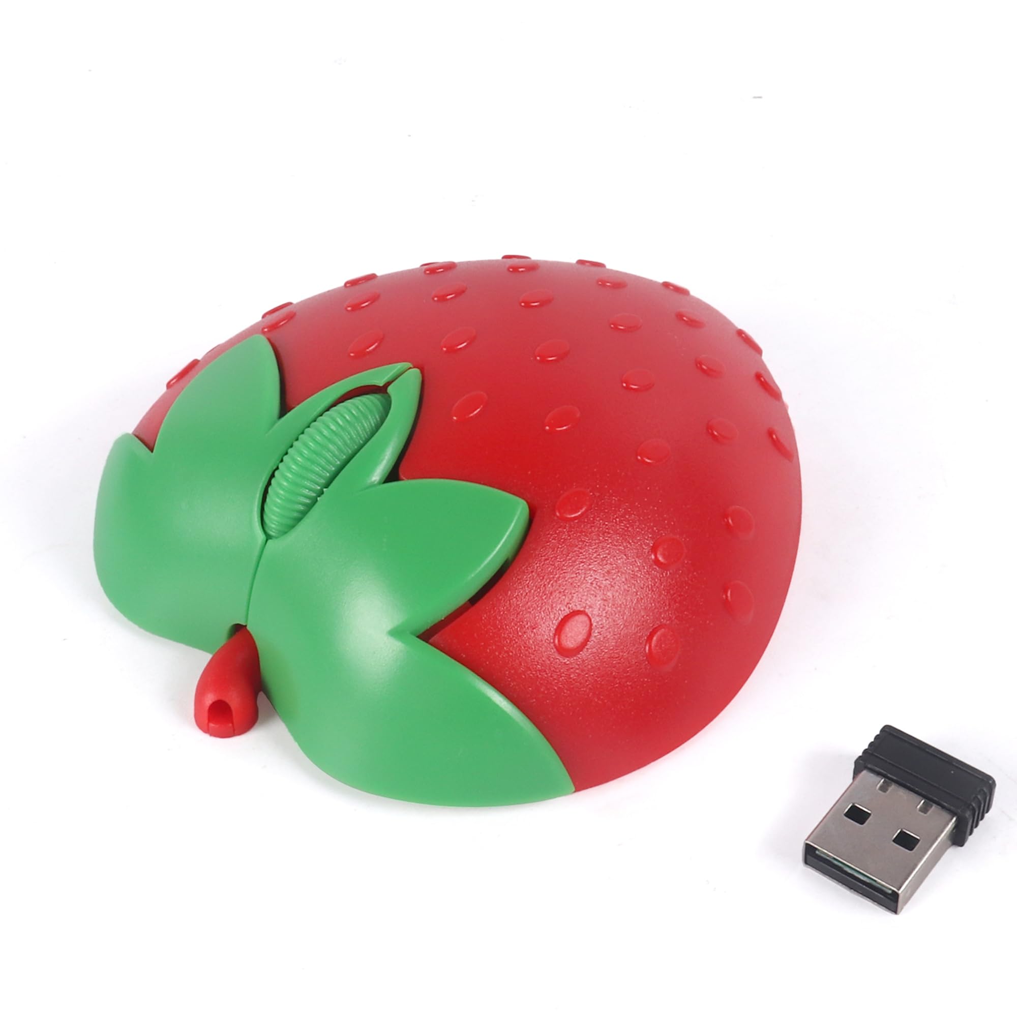 マウス 無線 デュアルモード イチゴの形 3d ワイヤレスマウス 2モード対応 静音 無線 電池式(電池は含まれない) ブルートゥース 3ボタン 漫画 薄型 可愛い Windows 、Mac、iOS、Android、PCに対応 (レッド)