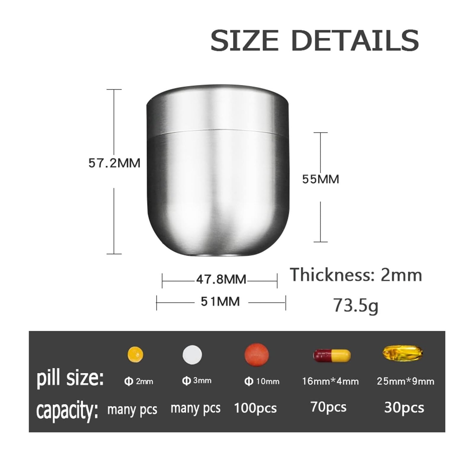 Pill dispenser Pastillero pequeño de viaje, pastillero de titanio, pastilleros portátiles, pastilleros de bolsillo impermeables, organizador de almacenamiento de medicina EDC (Size : Style E)