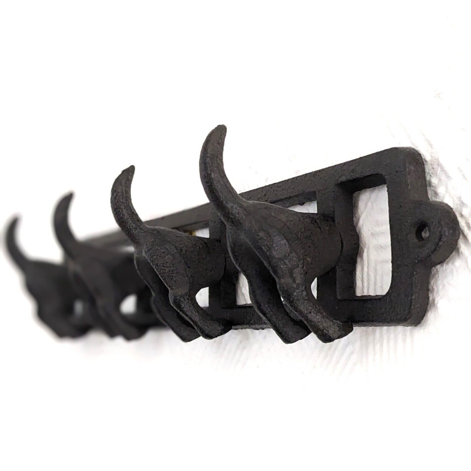Fyne-Finds Cast Iron Brown 4 Hooks Metal Vintage Dog Tail Leads Coat Keys Wall Mounted Hanger Decorative