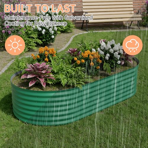 8x4x1.5ft Galvanized Raised Garden Bed Outdoor, 18" Tall Metal Planter Box for Flowers Herbs Vegetables, Rust-Resistant Raised Garden Beds for Gardening, Easy Assembly Outdoor Garden Box & Planters
