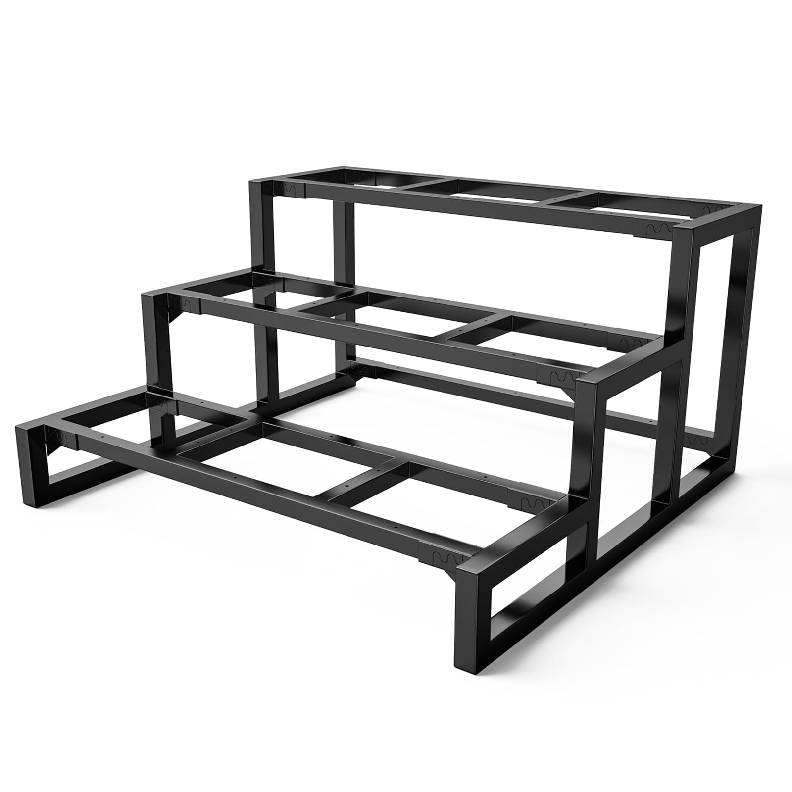 3-stufige Treppenwangen für den Außenbereich, Rahmen aus verzinktem Stahl – hochbelastbare, freistehende Stufen für Gärten und Terrassen (Breite: 80 cm)