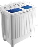DORTALA Portable Washing Machine, 20 Lbs Twin Tub Washer & Spinner, Compact Laundry Washer for RV, Apartments and Dorms, Blue + White