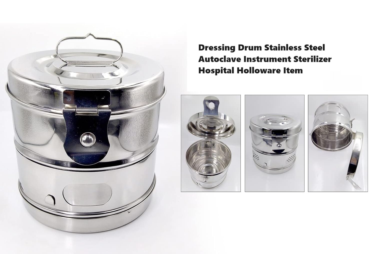 Jetflon Stainless Steel Medical Dressing Drum Autoclave Drum super deluxe premium quality of product multipurpose use drum (12 x 10 inch) pack-1 Jetflon Stainless Steel Medical Dressing Drum Autoclave Drum super deluxe premium quality of product multipurpose use drum (12 x 10 inch) pack-1