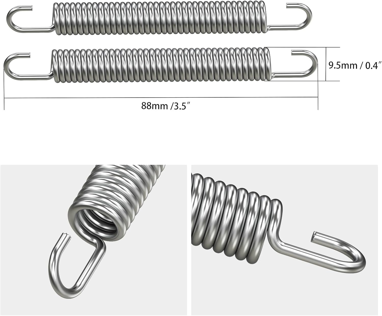 NICECNC Motorcycle Header Heat Shield Pipe Tension Springs Compatible with Yamaha YZ85 2002-2018 YZ125 1994-2004 YZ250 1994-2023 YZ250X 2016-2023 WR250Z 1994-1997,Stainless Steel 80mm Long