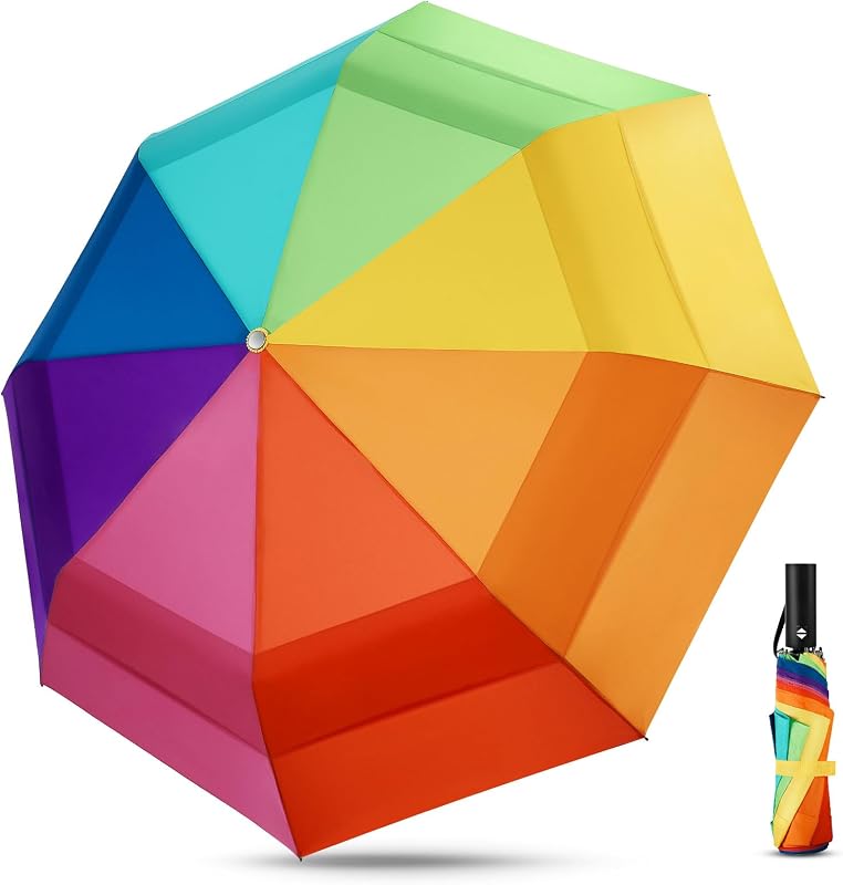 Rainbow Umbrella Windproof Travel Automatic - 46/54inch Large Double Layer