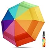 ECOBRELLA Rainbow Umbrella For Adults - Oversized 54inch Double Layer Windproof Extra Large Rainbow Golf Umbrella Folding Compact, Automatic Open&Close