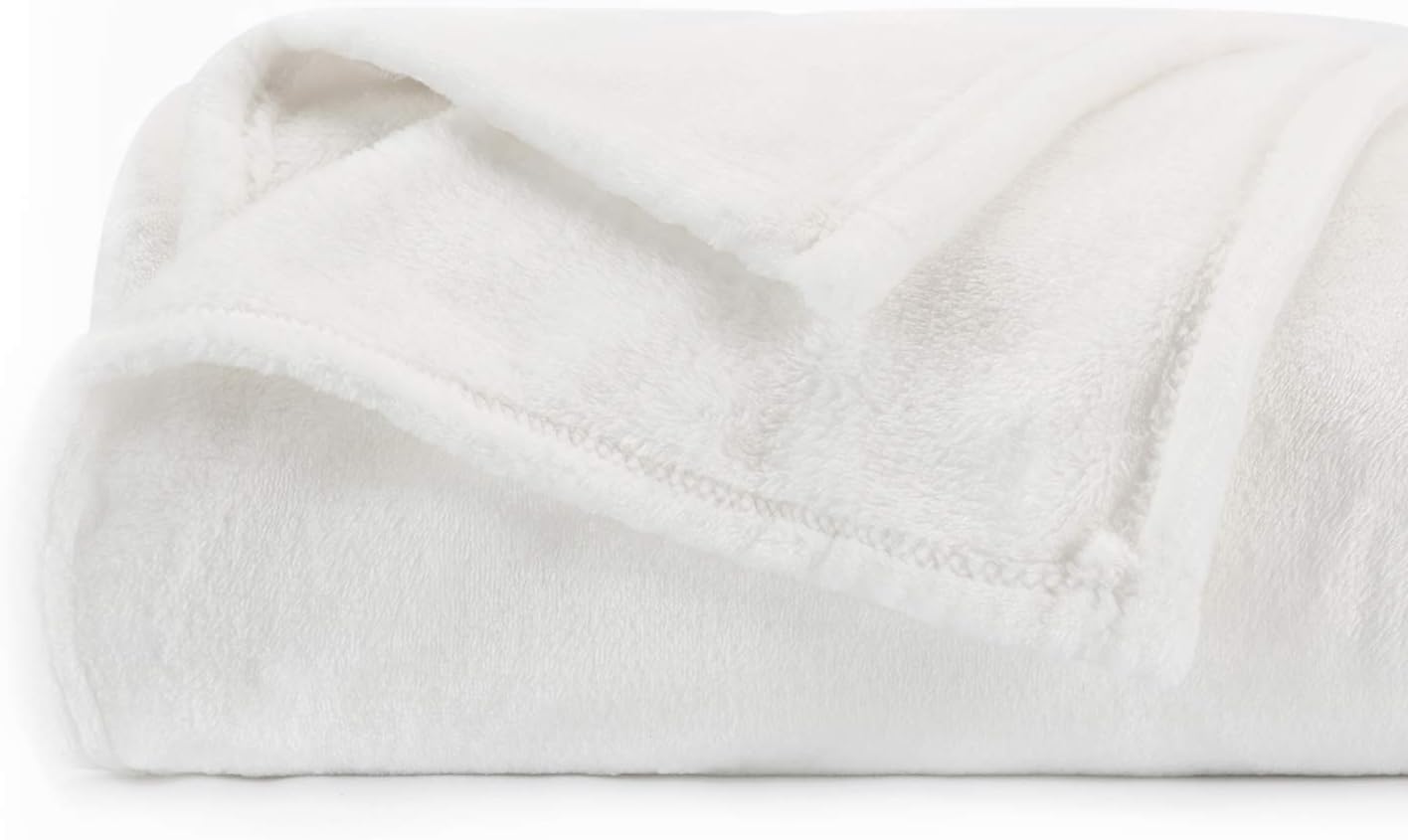 Topblan Fleece Blankets - King Size for All Seasons, Super Soft Fluffy Microfiber Flannel Plush Throw Blanket Lightweight, White