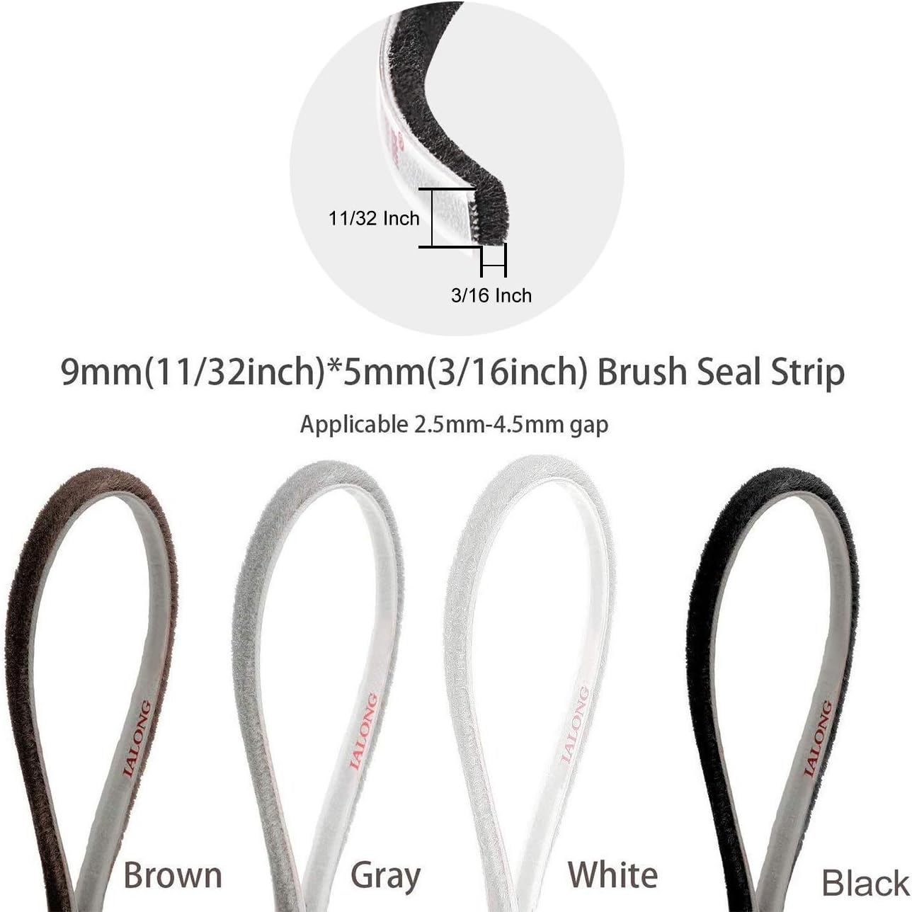 MAGZO Weather Stripping for Windows and Doors 11/32 inch x 3/16 inch x 16 Ft Black, Door Brush Strip for Sliding Doors Window Brush Door Sweep