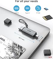 Vista 7 de uni Lector de tarjetas SD, adaptador USB C a tarjeta Micro SD de alta velocidad USB 3.0 con ranuras duales, lector de tarjetas de memoria