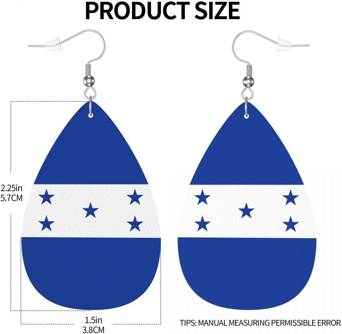 Flag Teardrop Earrings Faux Leather Dangle Earrings for Women Lightweight Waterdrop Earrings Jewelry Outfits Accessories Gift - Image 4