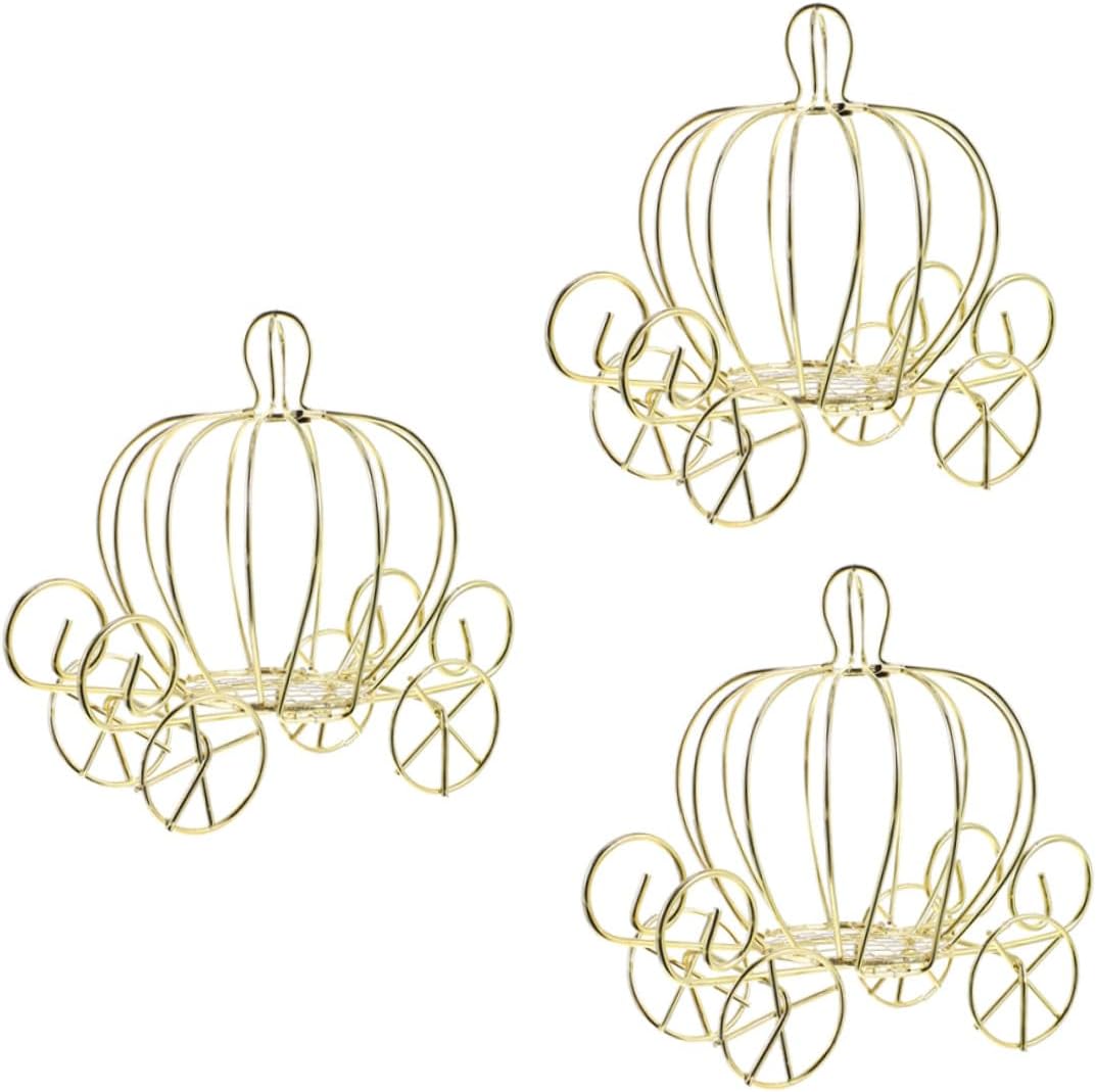 SUPVOX 3Pcs Pumpkin Carriage Candy Box Metal Wedding Halloween Decor